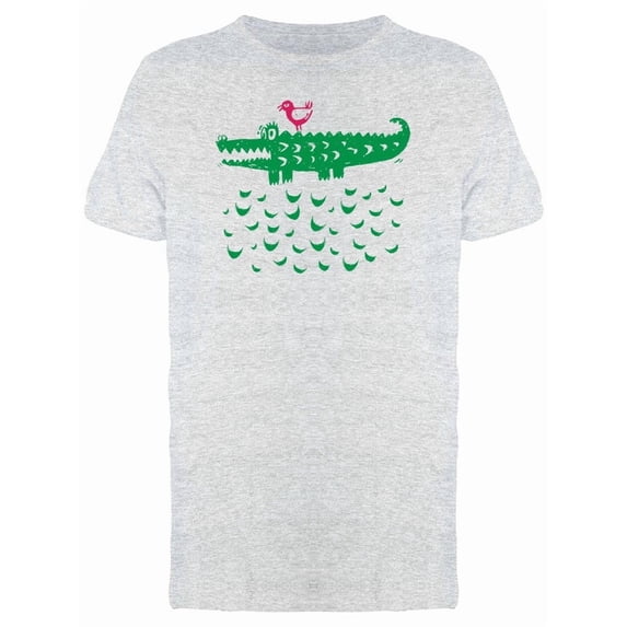 Crocodile With Bird On Water Tee Men's -Image by Shutterstock