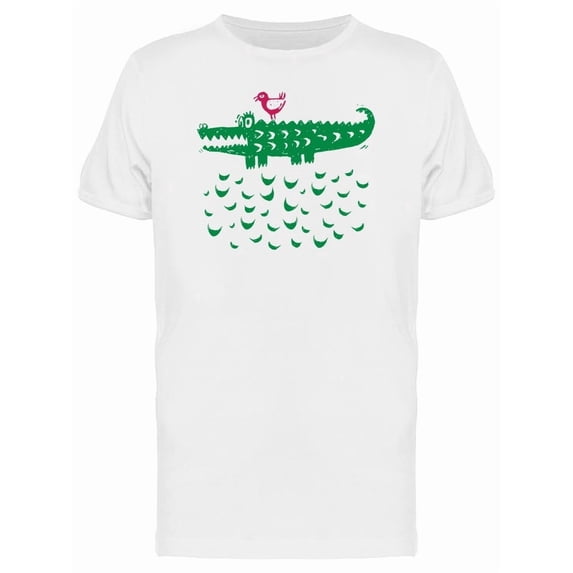 Crocodile With Bird On Water Tee Men's -Image by Shutterstock