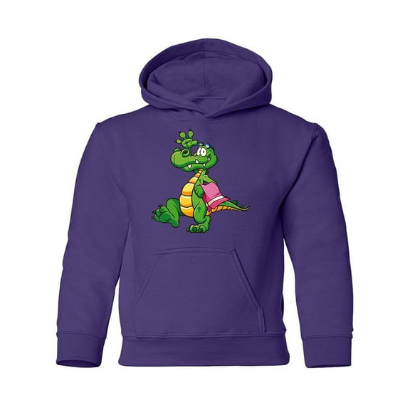 Crocodile With Towel Hoodie Juniors -Image by Shutterstock, Medium