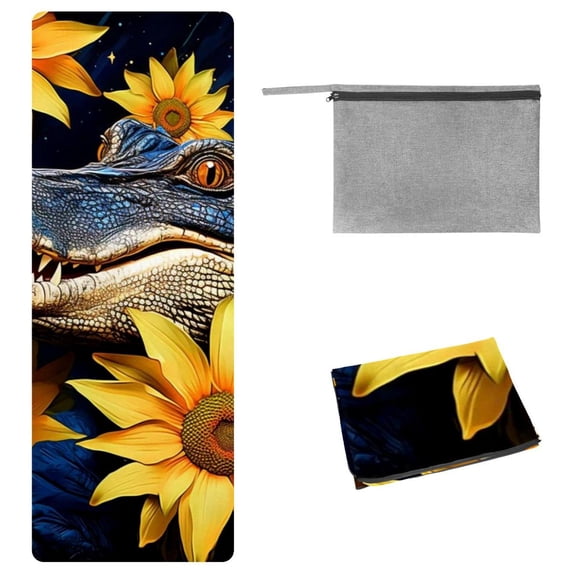 Crocodile Yoga Towel with Storage Bag, 72.8"x26.8", Suitable for Yoga, Pilates, Fitness, etc. - Yoga Towels, Yoga Blankets, Gym Towels