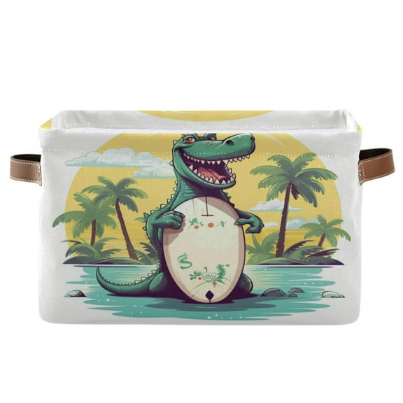 Crocodile and Surfboard Storage Bins with Handle Fabric Organizer Basket Foldable Box 1 Pack 14.2x10.2x8.3