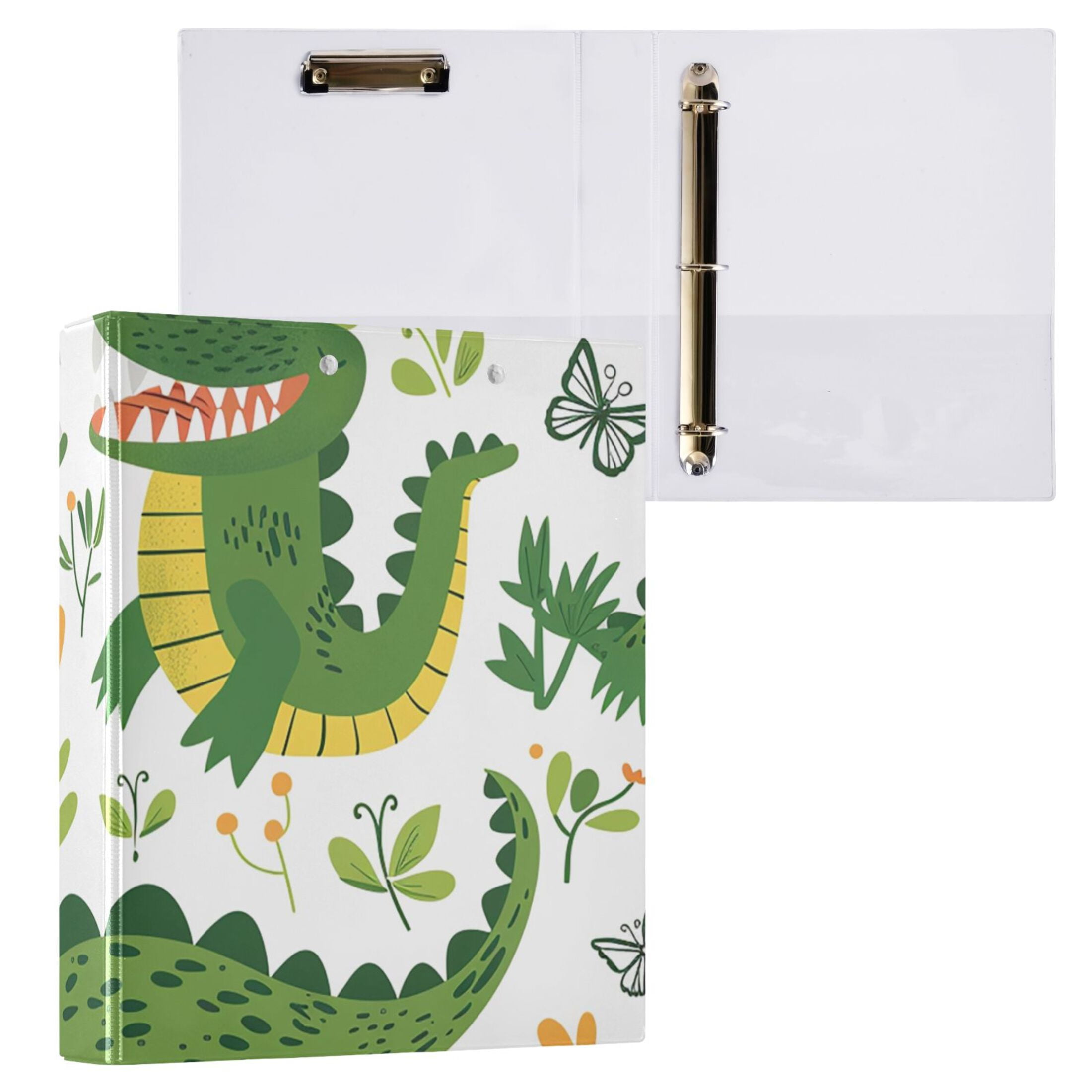 Crocodiles 3 Ring Binders 1.5 inch Hardcover File Folders with Interior Pockets A4 Size Organizer for School Office Hospital