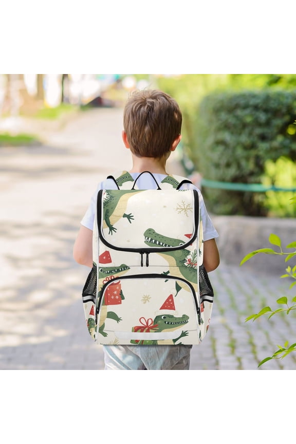 Crocodiles Christmas Gifts Backpack Big Laptop Backpack Casual Daypack Quilted Large Capacity Large Bookbags