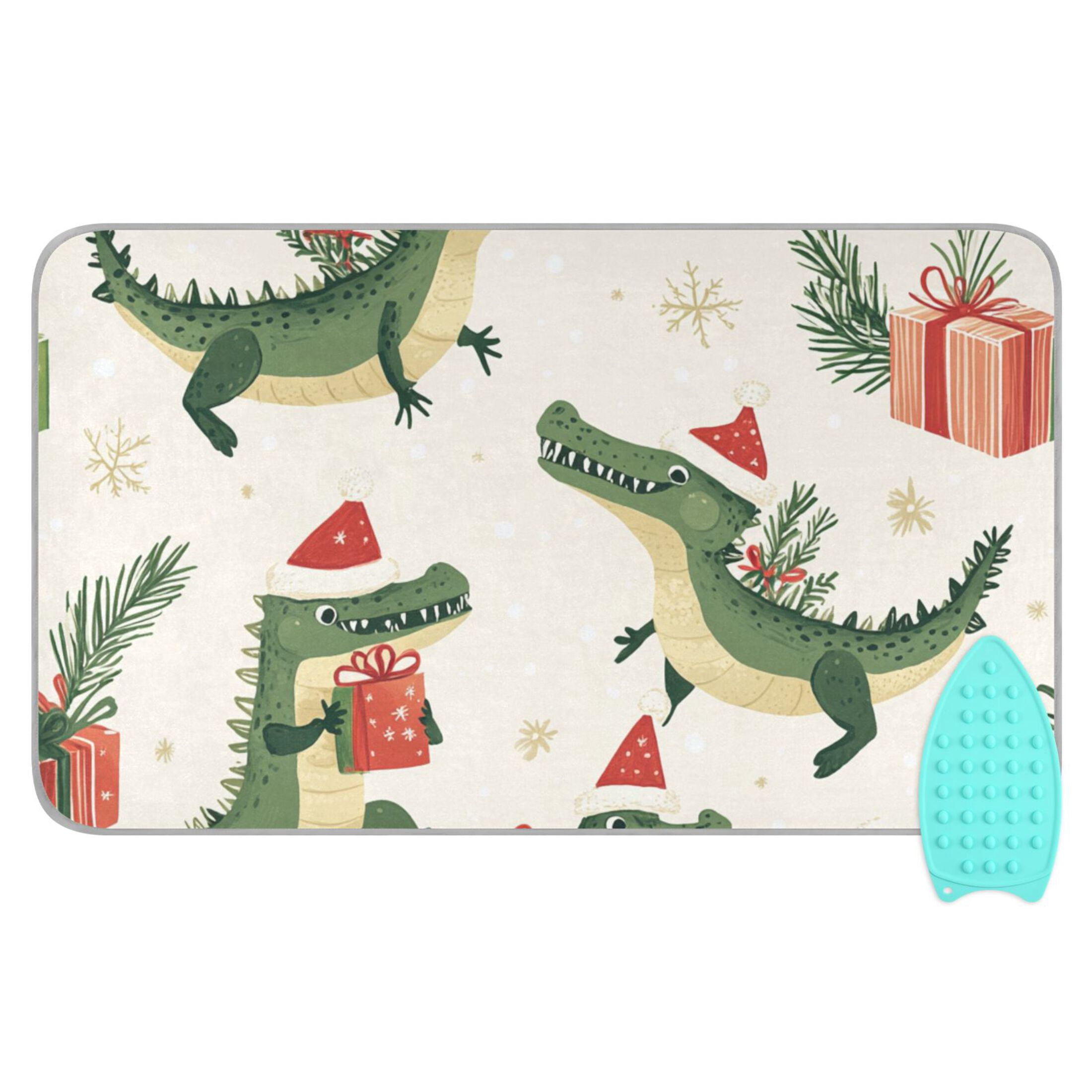 Crocodiles Christmas Gifts Ironing Board Covers Heat Resistant Ironing Pad Mat Portable for Travel Washer Dryer Table