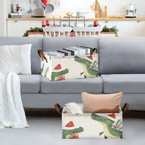 Crocodiles Christmas Gifts Storage Bins with Handles Foldable Storage Baskets for Shelves Organizer Cloth Baskets