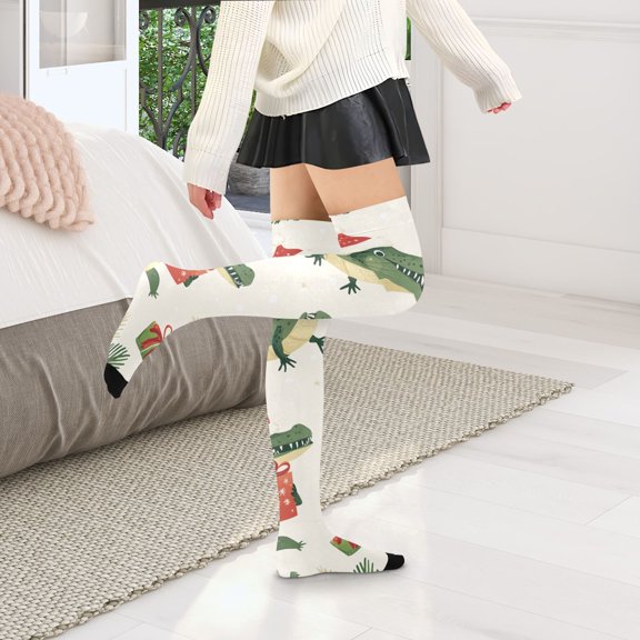 Crocodiles Christmas Gifts Womens Thigh High Stocks Over Knee High Socks Thigh Tigh Boot Stockings