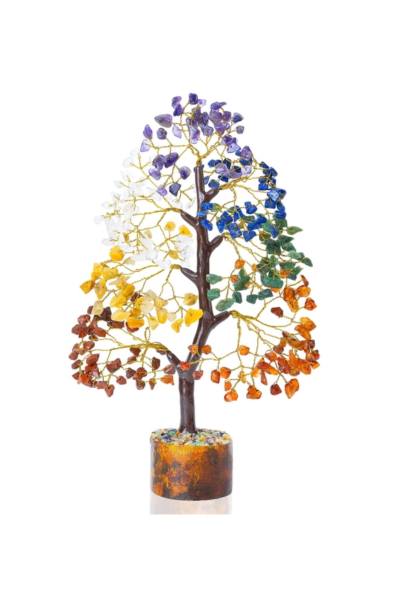 7 Chakra Healing Crystal Tree  Good Luck Money Tree for Good Luck, Wealth & Prosperity-Home Office Decor Spiritual Birthday Gifts for women Sister mom Size 10-12 Inches