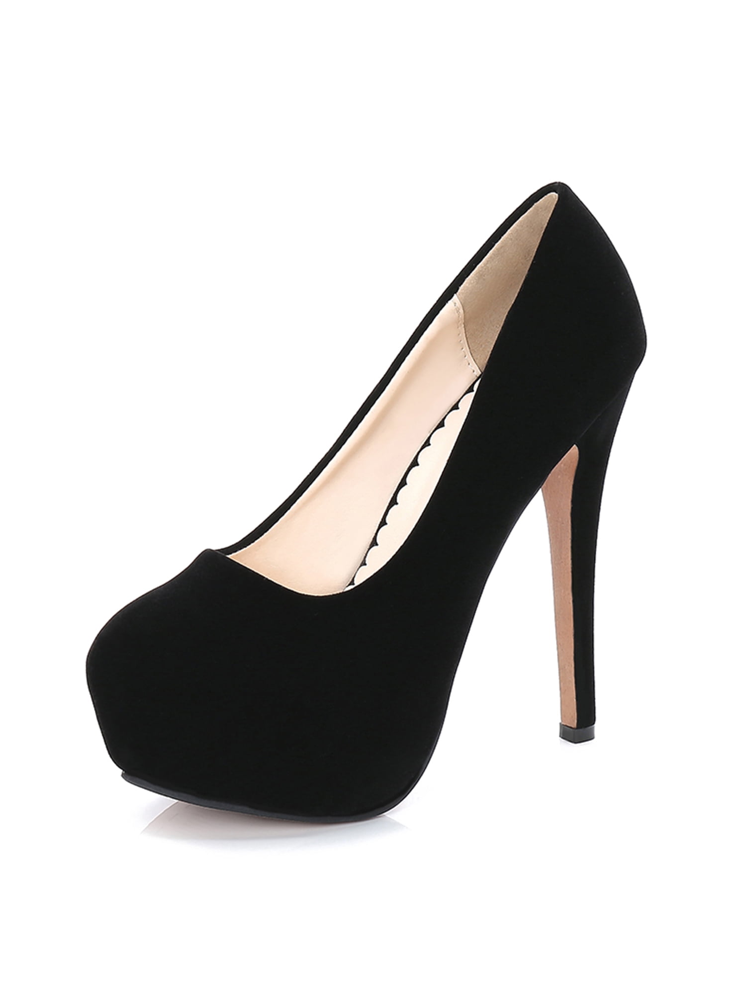 Daeful Women Lightweight High Heel Platform Pump Wedding Stiletto Heels  Walking Fashion Dress Shoes Black (14cm) 10.5