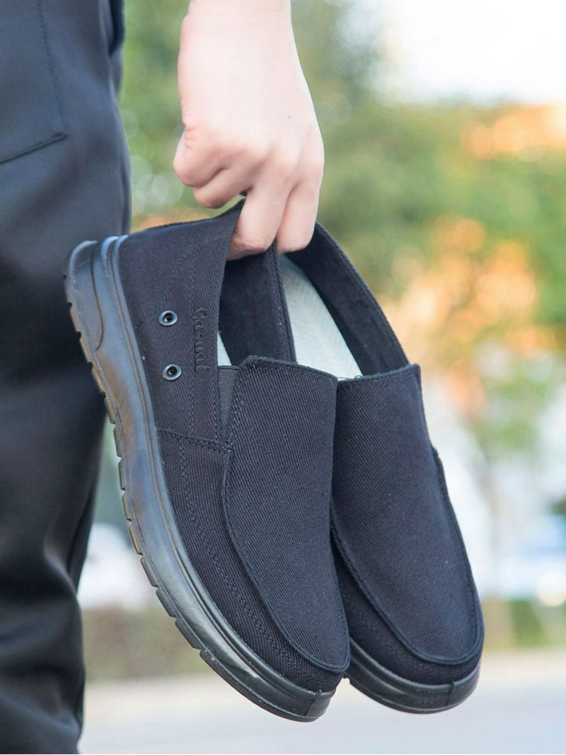 Men\'s Casual Black Canvas Slip-On Shoes Amazon.com | Mens Canvas Slip On Loafers Lightweight Comfy  main image 4