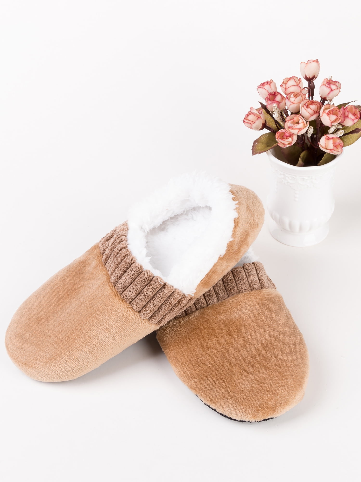 Crocowalk Mens Slipper Socks With Grippers Soft Sole Fuzzy Sherpa