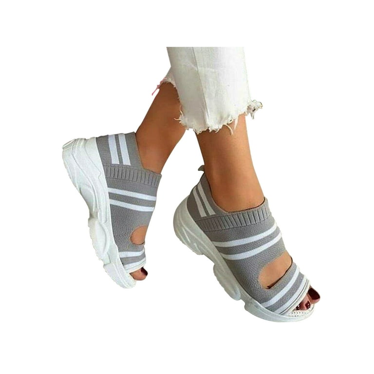 Crocowalk Non Slip Shoes for Women Summer Peep Toe Walking Running Work Sneakers Wide Width Sandals