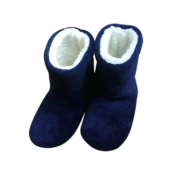 Crocowalk Unisex Bootie Slippers Fuzzy Comfy Plush Memory Foam Booties Anti-Slip House Slipper Shoes Navy Blue US 8-8.5