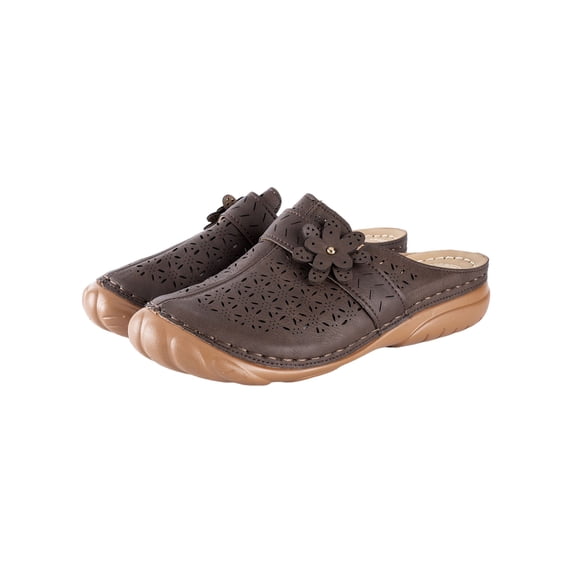Crocowalk Women Mules Slip On Sandals Beach Clogs Ladies Casual Shoes Indoor Outdoor Lightweight Summer Brown US 7