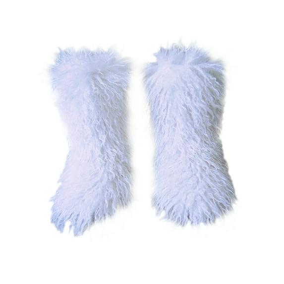 Crocowalk Women Non Slip Plush Winter Warm Shoes Casual Comfortable Flat Fuzzy Snow Boots Cozy Faux Fur Mid Calf Boot White 4.5