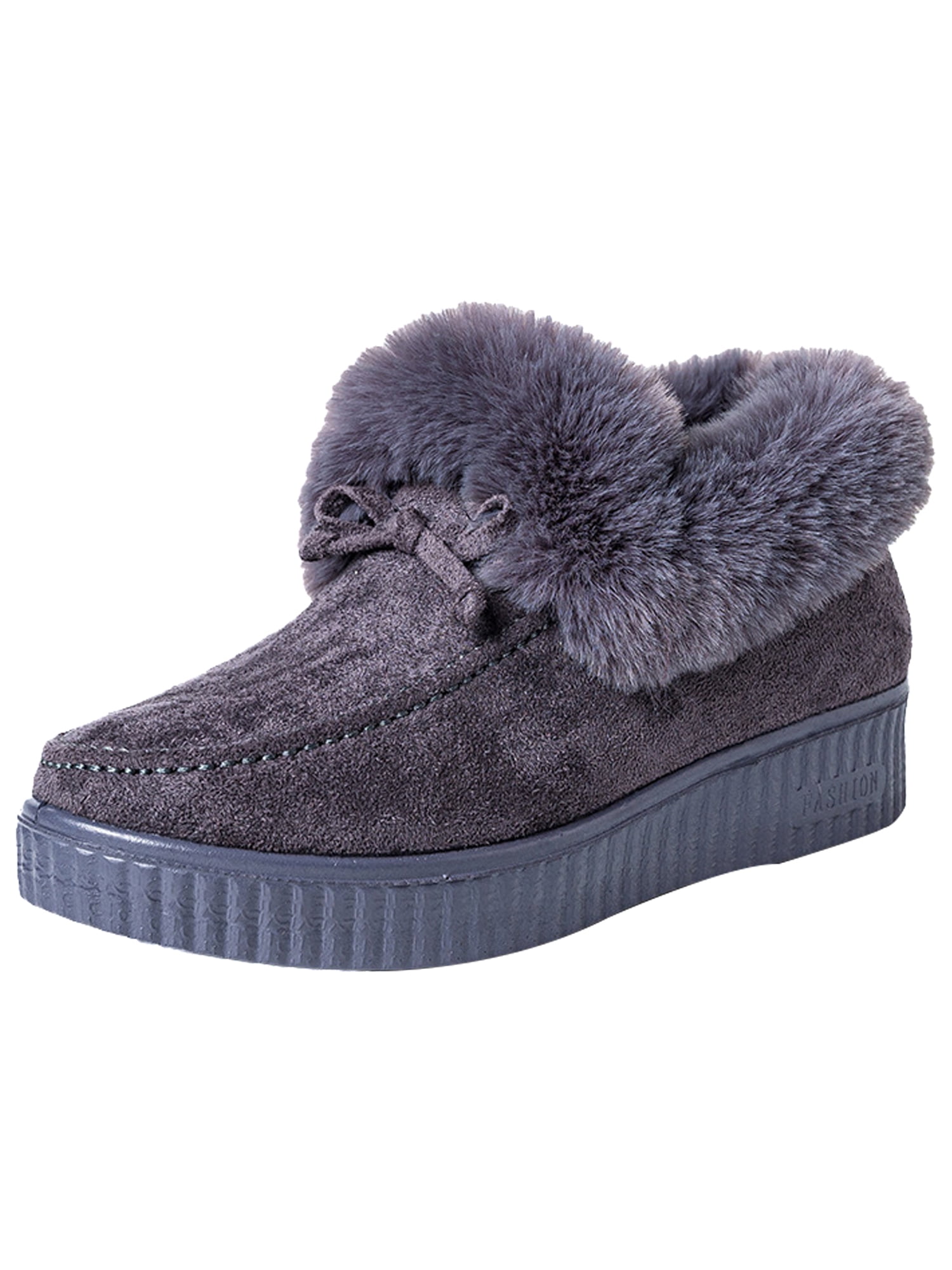 Lined Clogs Women'S Winter Bowknot Waterproof Plush Slippers 6cm Thick
