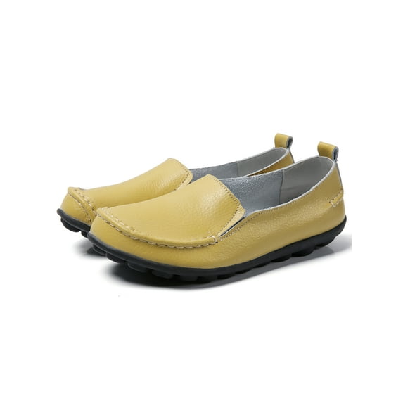 Crocowalk Women's Slip on Leather Loafers Comfortable Driving Casual Flat Shoes Silver Size 4-13