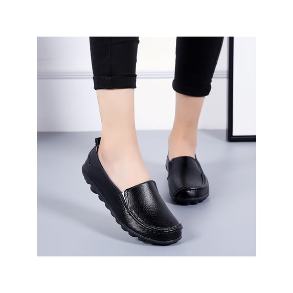 Crocowalk Women's Slip on Leather Loafers Comfortable Driving Casual Flat Shoes Silver Size 4-13