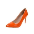 thumbnail image 1 of Crocowalk Womens Comfort Fashion Slip On Stiletto Heels Party Anti-Slip Lightweight Sexy Dress Shoes Orange 7.5, 1 of 6