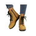 thumbnail image 1 of Crocowalk Womens Comfortable Round Toe Work Boot Walking Slip Resistant Lace Up Ankle Boots Side Zipper Leather Booties Yellow 5.5, 1 of 9
