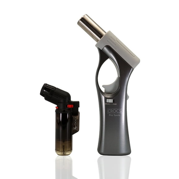 Crocs Butane Torch Lighter, Blow Torch with Butane Included - Ready to Go, Creme Brulee Torch Kitchen Lighter with Mini Torch Lighter, Cooking Torch Gun for BBQ, and Soldering