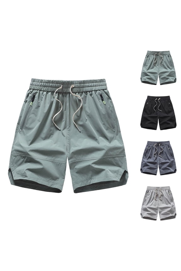 Mens Athletic Shorts Summer Elastic Waist Slim Fit Knee Length Lightweight Cooling Workout Gym Shorts with Pockets