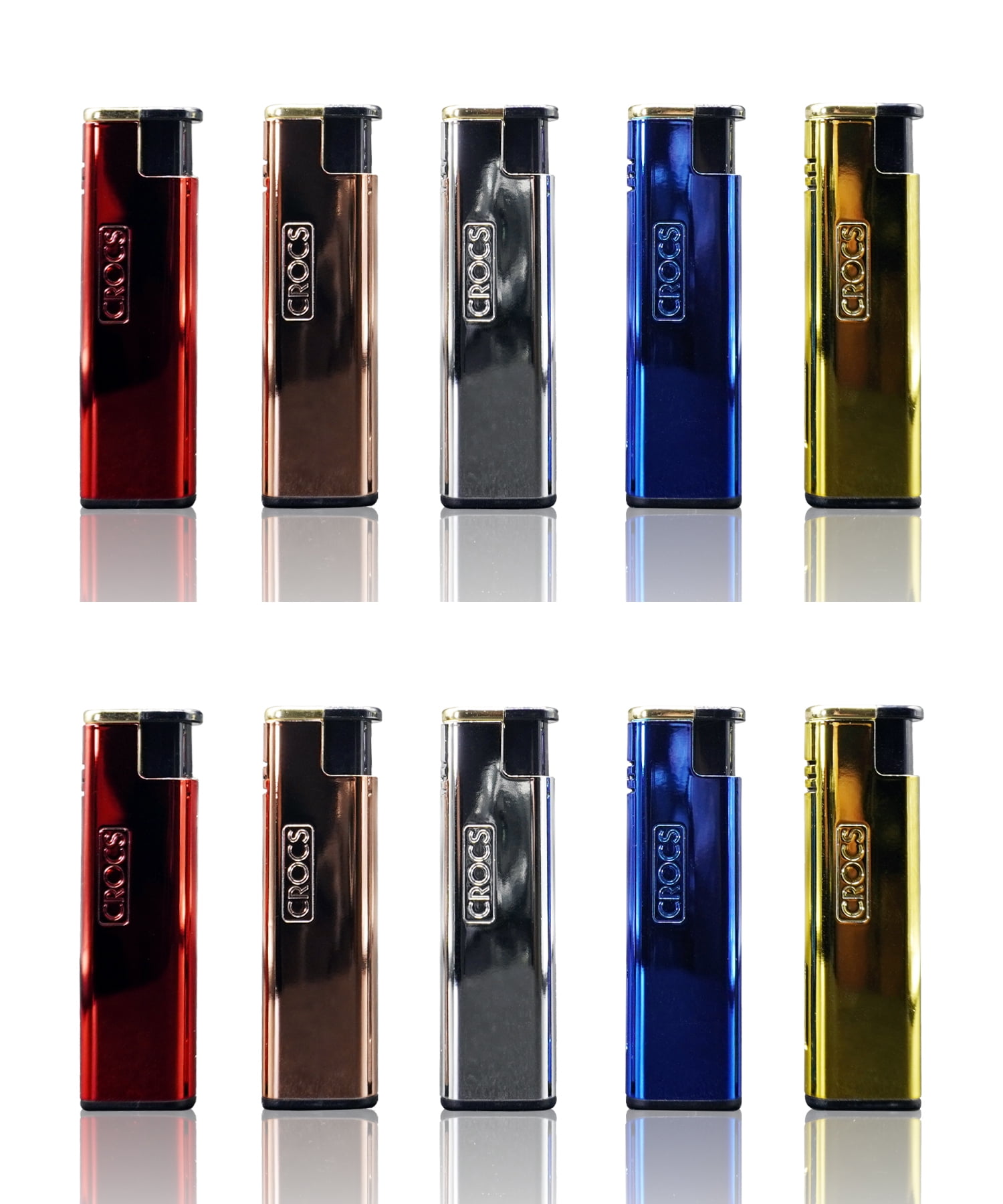 Crocs Metal Torch Lighter, Wind Resistant Torch Lighter Windproof Candle Cigarette Lighter, Butane Refillable Lighters for Candle, Sleek Metal Finish Cool Lighters - 10 Pack