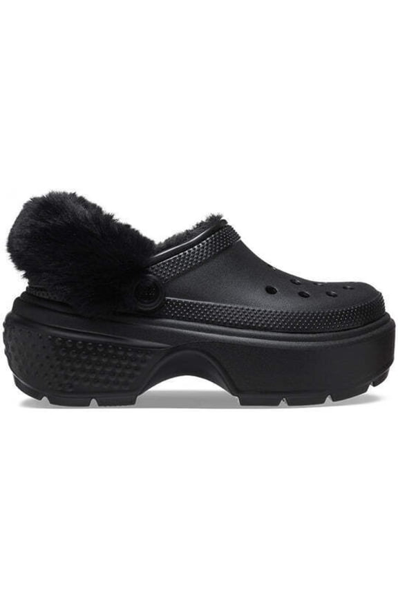 Unisex-Adult Stomp Lined Clogs, Fuzzy Slippers, Platform Shoes, Black, 11 Men/13 Women