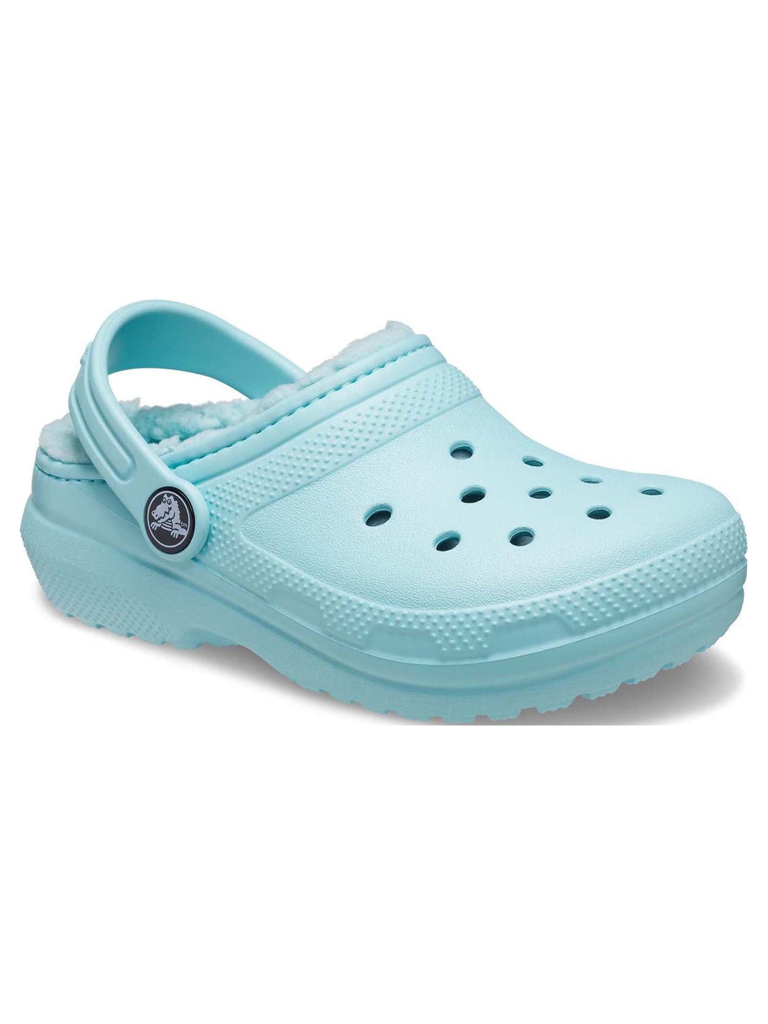 Crocs Unisex Kids Classic Lined Clog Fuzzy Liner Casual and Dress Shoe Style, Sky Blue, Size 4-4