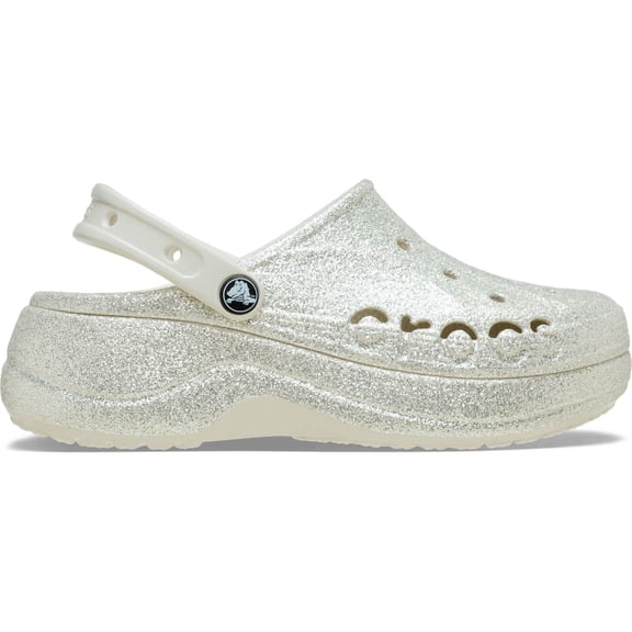 Crocs Women's Baya Platform Glitter Clogs, Stucco, W8