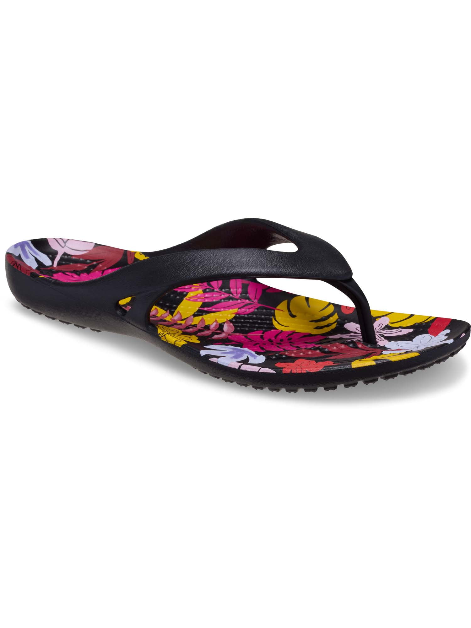 Women's Crocs Kadee II Black Floral Print Flip Flop Sandal