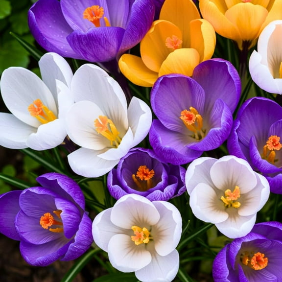 Crocus Species Mix (40 Bulbs) Purple, White, Yellow Perennial Bulb Mix. Made in USA, Ships from Our Iowa Nursery