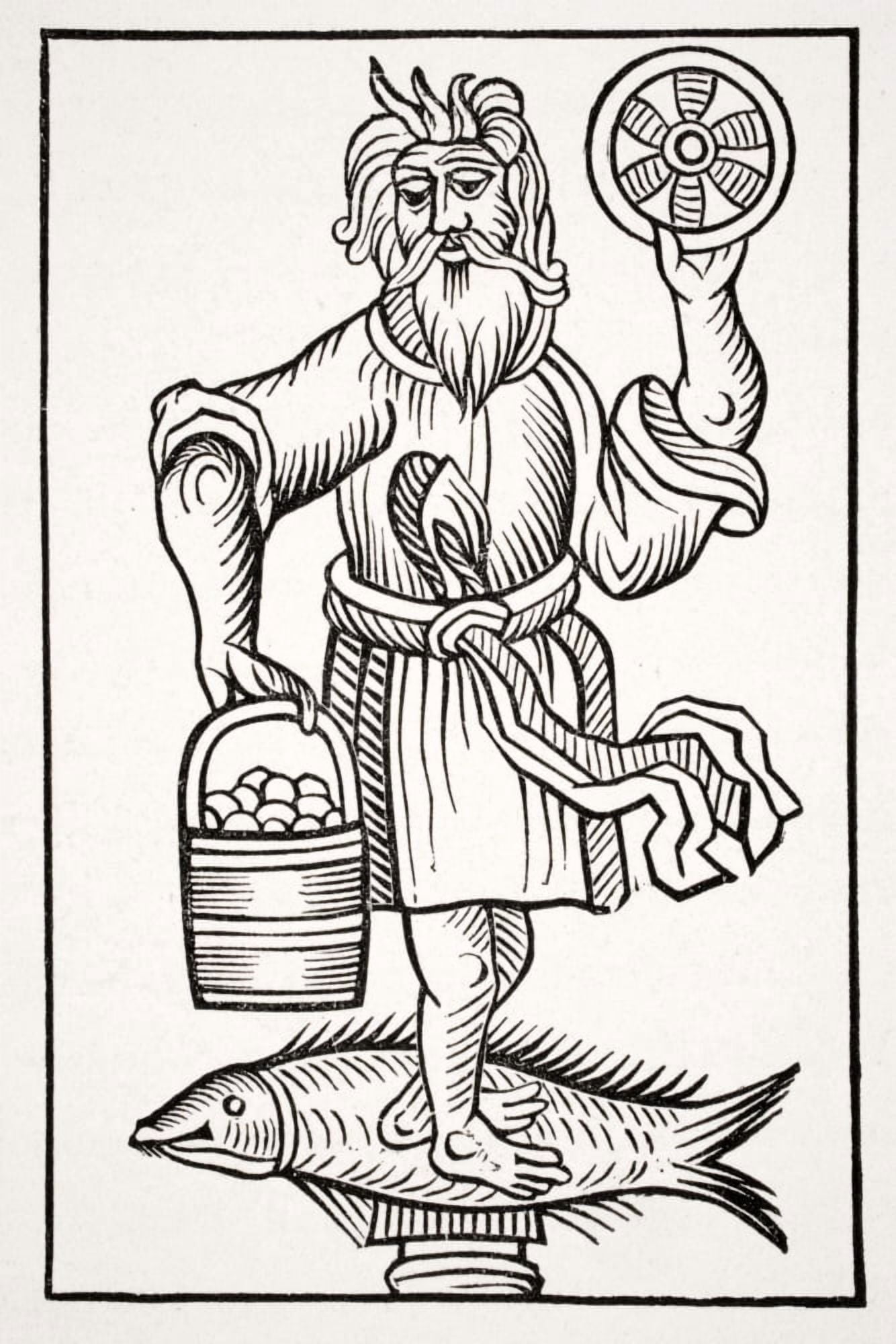 Crodon Ancient Saxon Idol 19Th Century Reproduction Of Woodcut From Annales Circuli Westphaliae By Herman Stangefol Dated 1656 Canvas Art - Ken Welsh Design Pics (24 x 36)