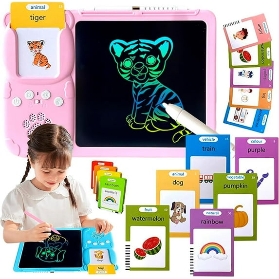 Croeve Talking Tablet 2025 New, Verbio Talking-Tablet, 2-in-1 Voice Pad & Drawing Board, Plug & Play English Language System, Sight Words Flashcards for Interactive Learning (Blue+224words,1pcs)