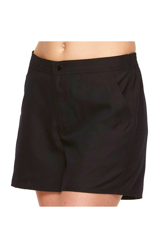 Black Tummy Slimmer Board Shorts Swimwear Women's Plus Size 20W