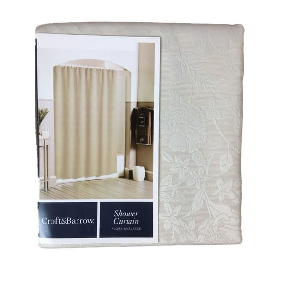 Croft & Barrow Flora Matlasse Fabric Shower Curtain Tan Embossed Floral Bath