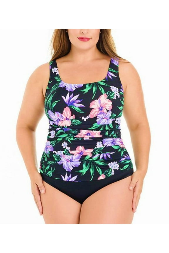 Floral Body Sculptor One-Piece Swimsuit Women's Plus Size 26W
