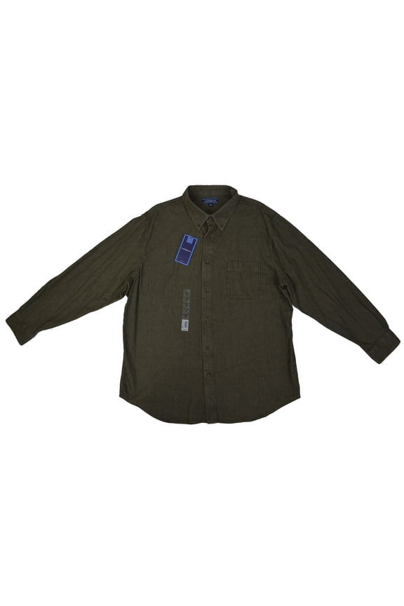 Croft&Barrow Men's Long-Sleeve Button-Front Casual Shirt (Green Olive, X-Large, XL)