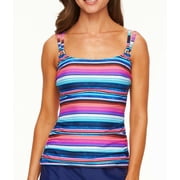 Croft & Barrow Multi Color Striped Tummy Slimming Tankini Top Swimwear Womens 6