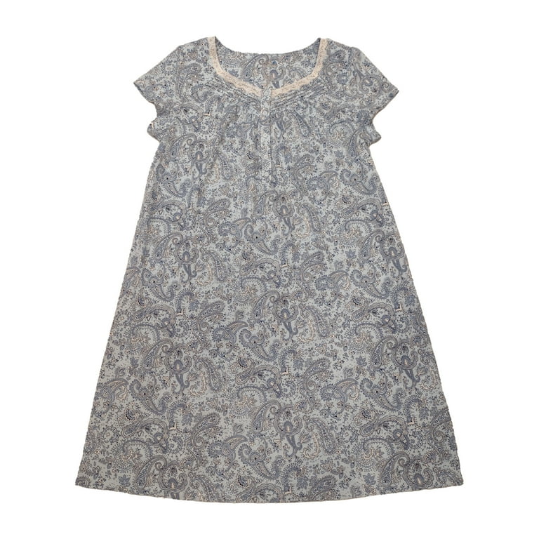 Croft Barrow Womens Blue Paisley Nightgown Night Gown Small
