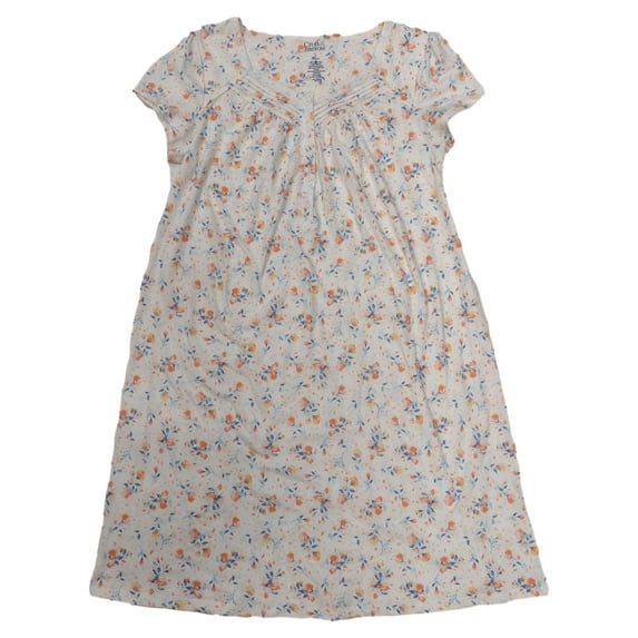 Croft & Barrow Womens White Orange & Blue Floral Nightgown Night Gown Small