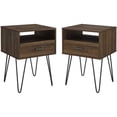 thumbnail image 1 of Croft Mid-Century Modern Metal Hairpin Leg 1-Drawer End Table Set in Dark Walnut, 1 of 7