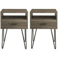 thumbnail image 1 of Croft Mid-Century Modern Metal Hairpin Leg 1-Drawer End Table Set in Slate Gray, 1 of 6