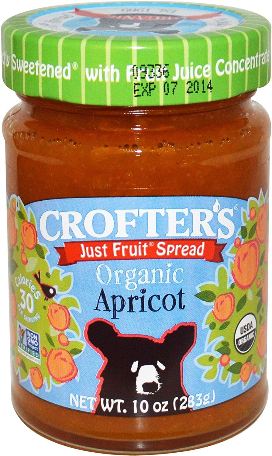 Crofter's Just Fruit Organic Apricot Spread 10 Ounces Glass Jar - Single Pack Pack of 6