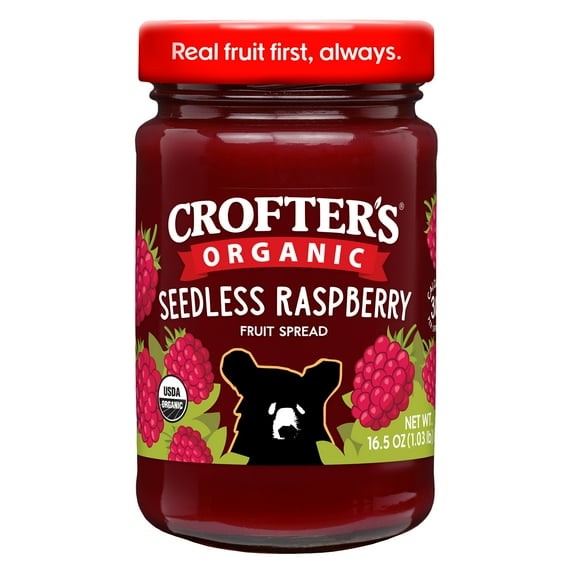 Crofters Organic Seedless Raspberry Fruit Spread, Low Sugar Jam, 16.5 ...
