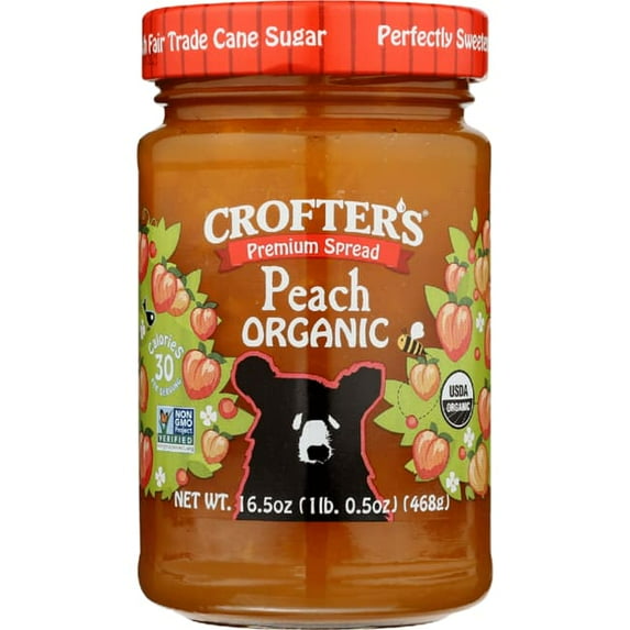 Crofter's Premium Spread Organic - Peach 16.5 oz Jar