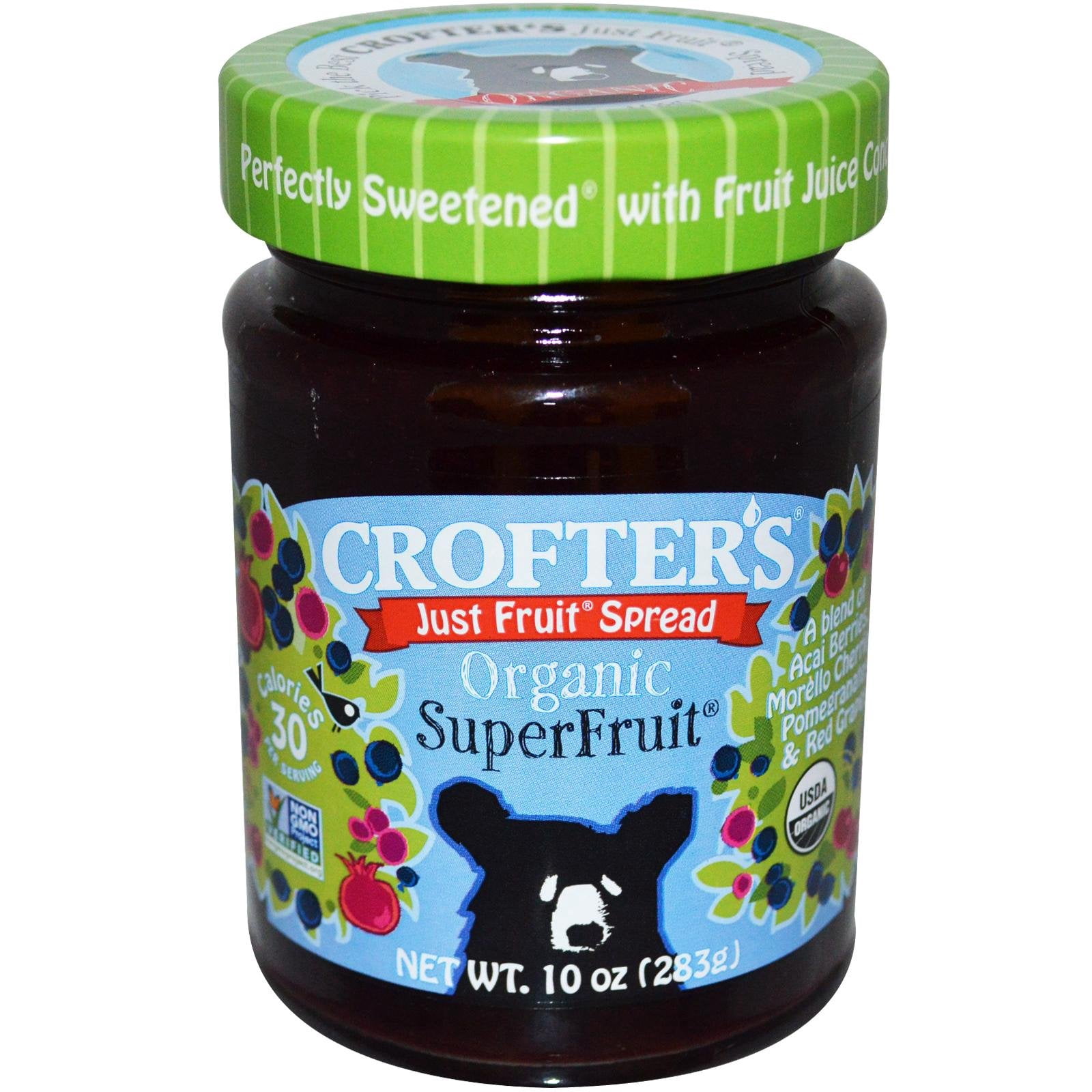 Crofter's Organic Blueberry Fruit Spread - 10 Oz Jar, Just Fruit, No Added Sugar, Gluten-Free & Non-GMO