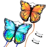 Crogift 2-Pack Butterfly Kites for Kids Adults Easy to Fly & Assemble Polyester Kite for Outdoor Games, Beach & Festival Fun