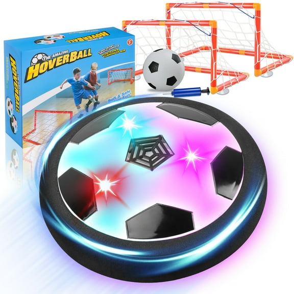 Crogift LED Hover Soccer Ball Set, 2 Goals, Indoor Floating Game, Fun Birthday Gift for Kids 3-12