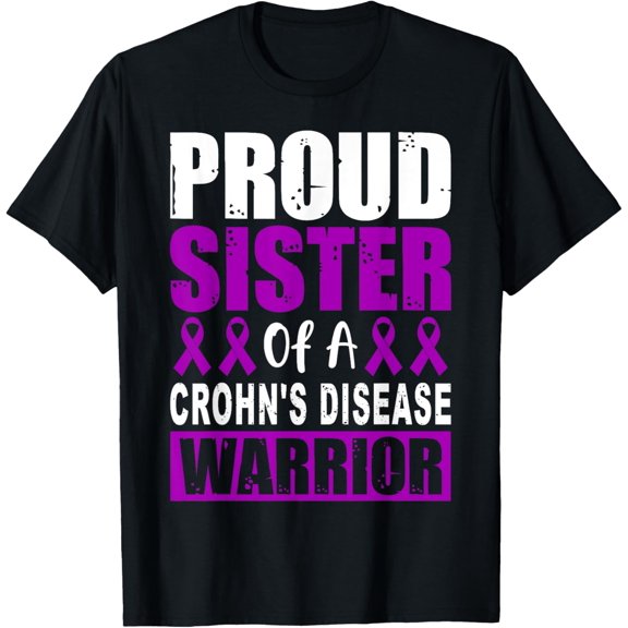 Crohn's Disease Awareness Sister Support Purple Ribbon T-Shirt