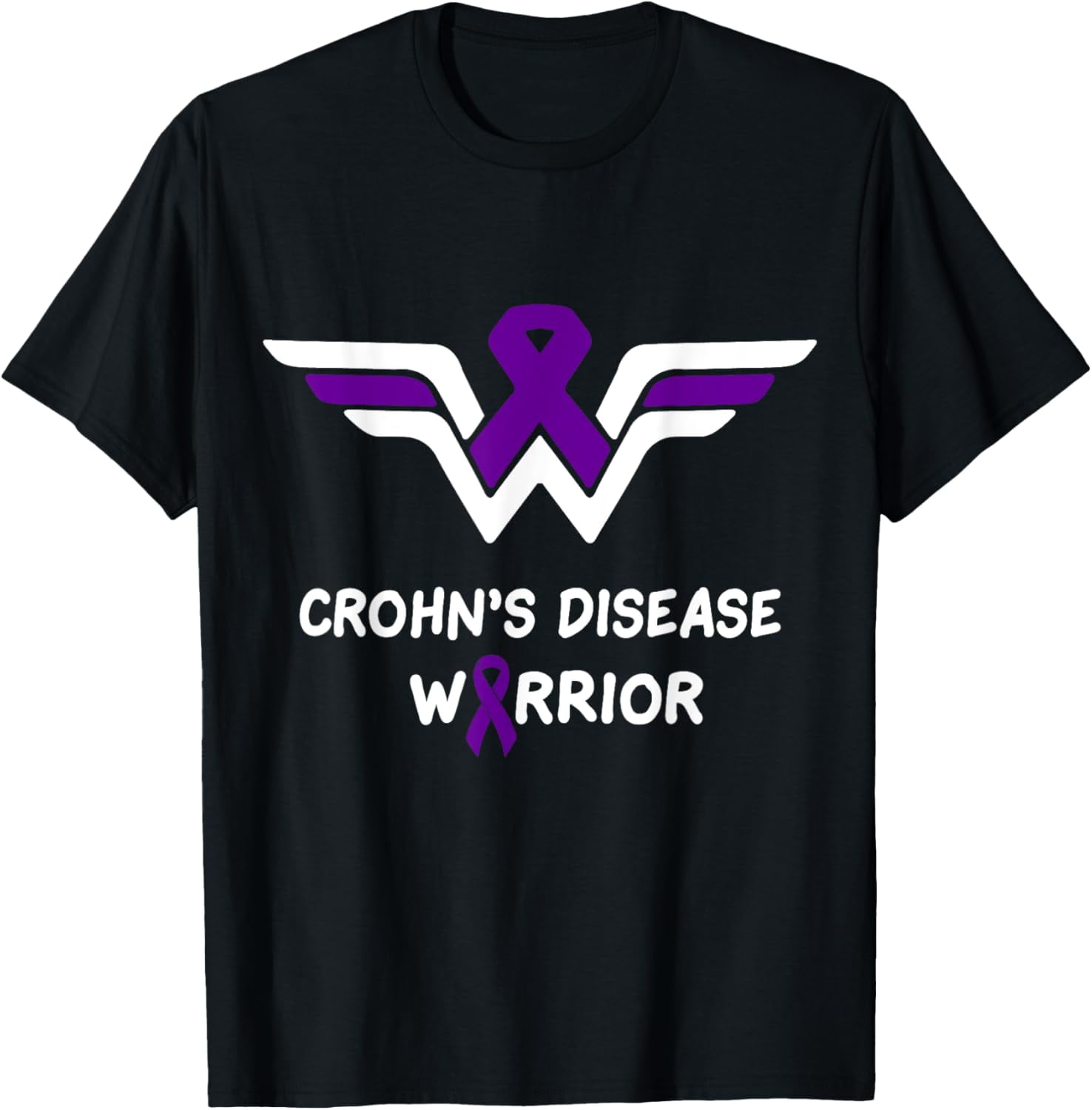 Crohn’s Disease Awareness Warrior Support Purple Ribbon T-Shirt ...